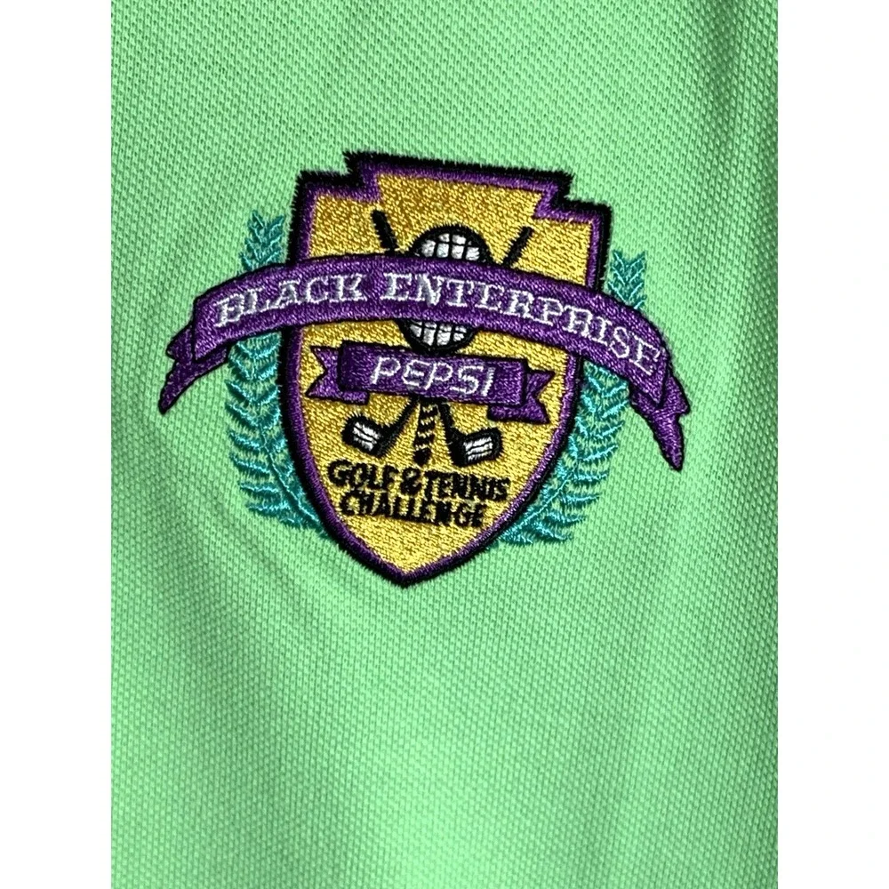 Polo Golf Ralph Lauren Shirt Mens Large Green Black Enterprise Pepsi 100% Cotton